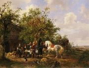 Wouterus Verschuur Compagny with horses and dogs at an inn Spain oil painting artist